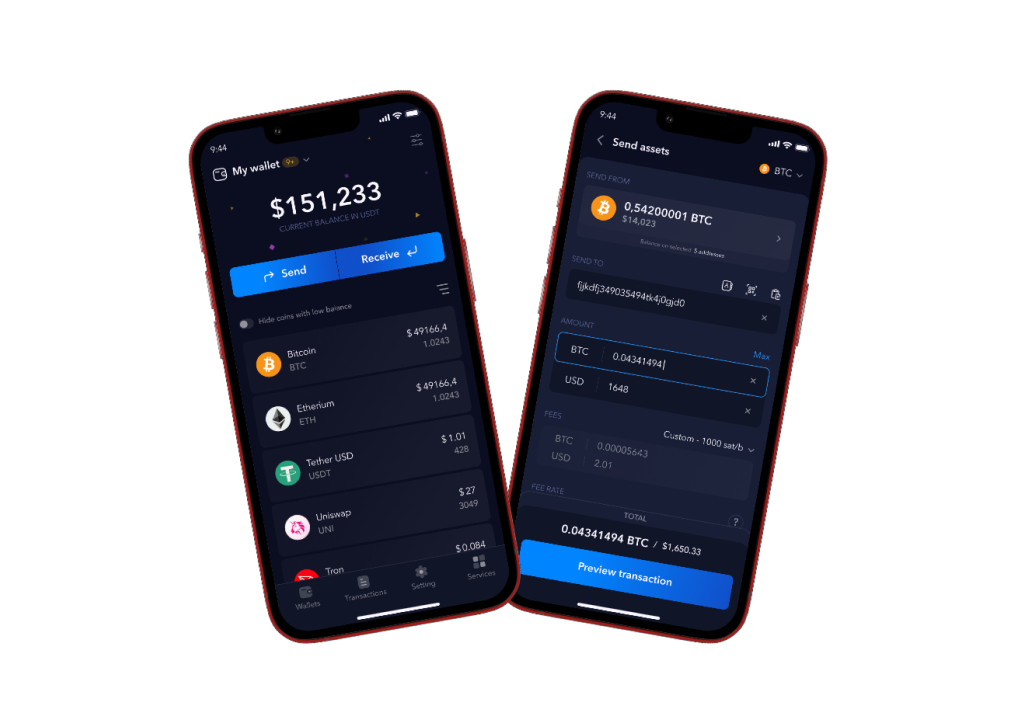 Design of the mobile crypto wallet Fintoda